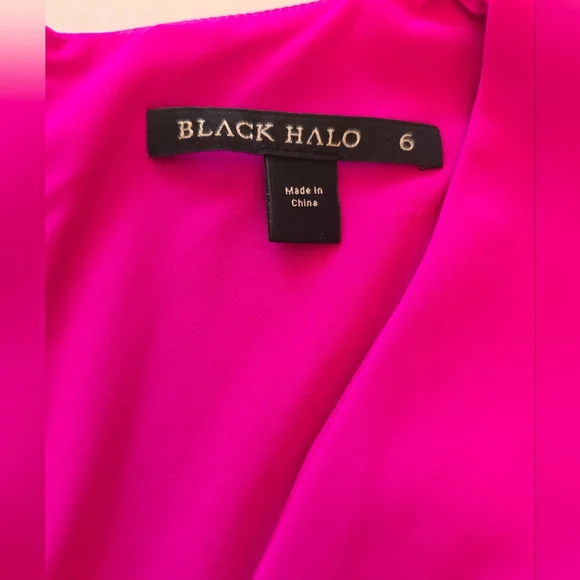 Black Halo Maricopa Puffer Sleeve Mini Dress Vibrant Pink Size 6 - Picture 6 of 12